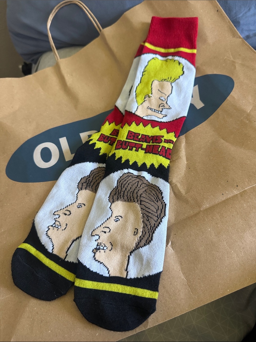 Beavis & Butt-Head Graphic Crew Socks - Red, Black, Yellow